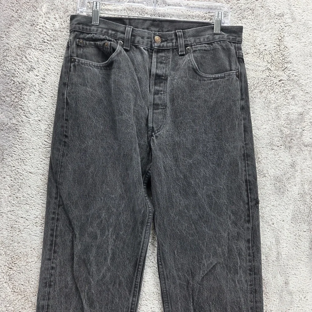 Vintage Levis 501 Jeans Mens Black Straight Made in USA Button Fly Fits 30x33